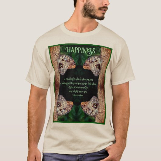 T-shirt Bonheur Brown Papillon Inspirationnel Citation (Devant)
