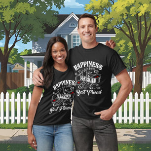 T-shirt Bonheur mignon Mari Femme mot art Anniversaire