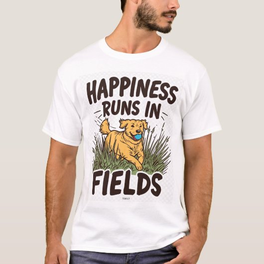 T-shirt Bonheur tourne sur le terrain - mignon chien en T- (Devant)