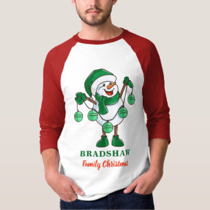 T-shirt Bonhomme de neige avec Noël à boules de famille ap