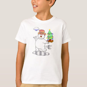 T-shirt Bonhomme de neige drôle de Noël se tenant dans u