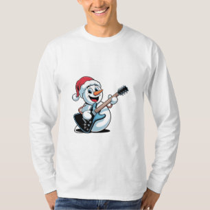 T-shirt Bonhomme de neige jouant de la guitare électrique