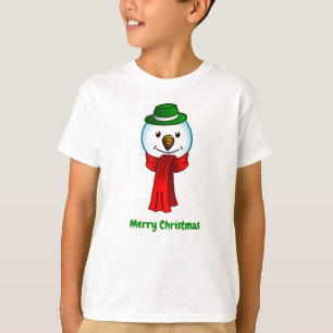 T-shirt Bonhomme de neige joyeux avec son écharpe rouge