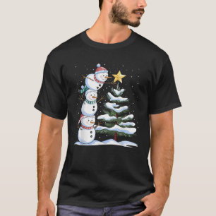 T-shirt Bonhomme de neige Joyeux Noël Arbre de Noël Neige