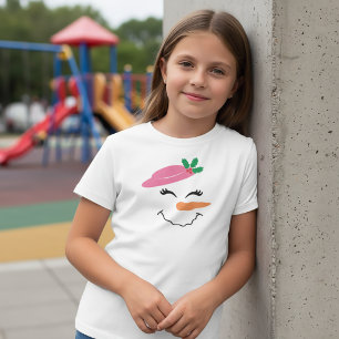T-Shirt Bonhomme de Neige Visage Sourire avec Chap