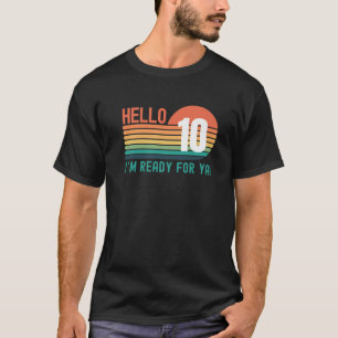 T-shirt Bonjour 10 Ans Anniversaire Retro Sunset 10E Naiss