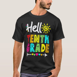 T-shirt Bonjour 10e Dixième Année Amusant Retour à l'école