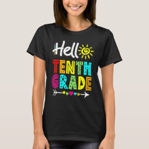 T-shirt Bonjour 10e dixième année Amusement de retour à l'