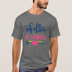 T-shirt Bonjour 1E Année Enseignants Enfants Retour À L'Éc