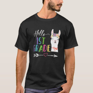 T-shirt Bonjour 1Ème Année Llama Retour À L'École Llama G