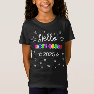 T-Shirt Bonjour 1ère année 2025 Enfants Retour à l'école T