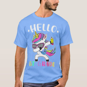 T-shirt Bonjour 1ère année Dabbing Unicorn Retour à l'écol