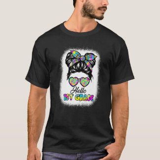 T-shirt Bonjour 1ère année Messy Bun Retour à la Cravate s