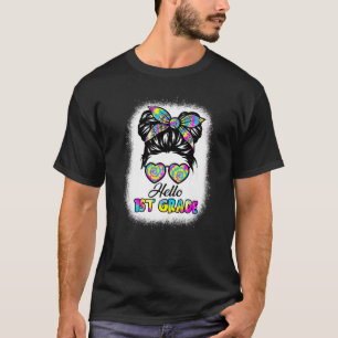 T-shirt Bonjour 1ère année Messy Bun Retour à la Cravate s
