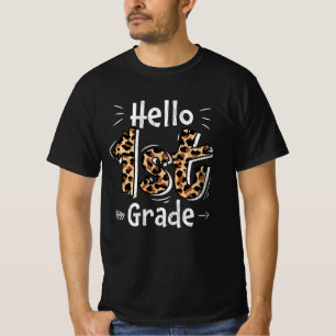 T-shirt Bonjour 1re année Impression de léopard Retour à l