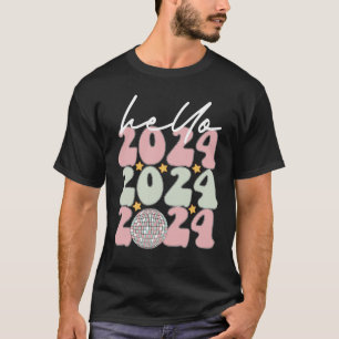 T-shirt Bonjour 2024 Groovy Bonne Année Noël