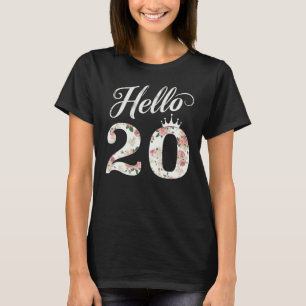 T-shirt Bonjour 20 ans Flower Crown 20e anniversaire 20 an