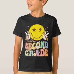 T-shirt Bonjour 2e année Fun Smile Face 2e année Retour T