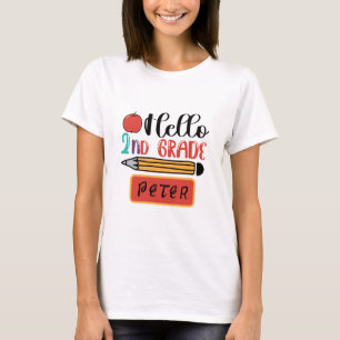 T-shirt Bonjour 2e année personnalisée Retour à l'école Am