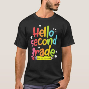 T-shirt Bonjour 2e Année Retour À L'École Garçons Filles K