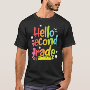 T-shirt Bonjour 2e Année Retour À L'École Garçons Filles K