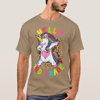 T-shirt Bonjour 2e année Unicorn Enfants filles Leopard Re
