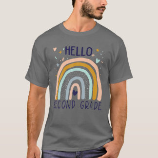 T-shirt Bonjour 2E Classe Retro Rainbow Cute Pour Enseigna