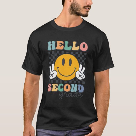 T-shirt Bonjour 2E Classe Retro Smile Team 2E Grade Back (Devant)