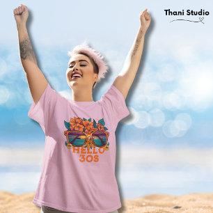 T-shirt Bonjour 30s Tropical Vintage Retro été Anniversair