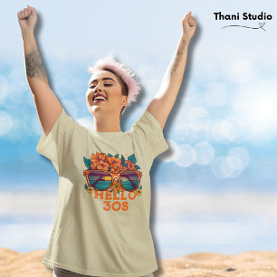 T-shirt Bonjour 30s Tropical Vintage Retro été Anniversair