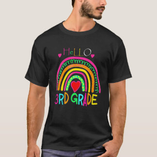 T-shirt Bonjour 3e année Arc-en-ciel Cool Retour à l'école