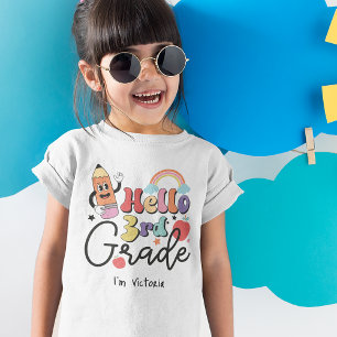 T-Shirt Bonjour 3e année Colorée école primaire Blanc