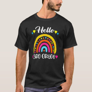 T-shirt Bonjour 3e année Rainbow enseignant élève Retour à