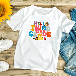 T-Shirt Bonjour 3e année Retour à l'école Cute Kids