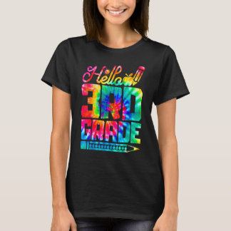 T-shirt Bonjour 3e année Tie Dye Retour à l'école Premier 