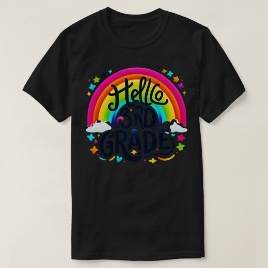 T-shirt Bonjour 3e Classe Rainbow Leopard Retour À L'École (Design devant)