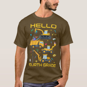 T-shirt Bonjour 4e année Camion de construction Retour à