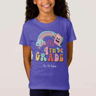 T-Shirt Bonjour 4e année Colorée école primaire v2
