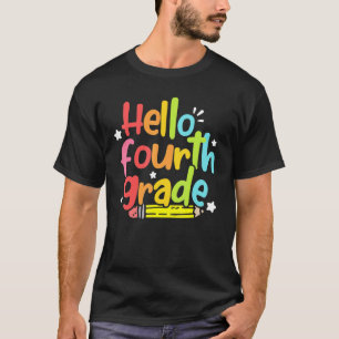 T-shirt Bonjour 4e année de retour à l'école garçons fille
