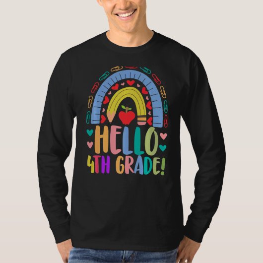 T-shirt Bonjour 4e année école Rainbow Grade Acedamic (Devant)