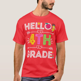 T-shirt Bonjour 4e année Enfants 4e année Étudiant d'ensei