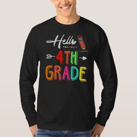 T-shirt Bonjour 4e année Équipe 4e année Enseignant de 4e  (Devant)