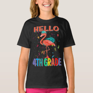 T-shirt Bonjour 4e année Flamant rose Retour à l'école