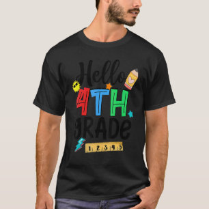 T-shirt Bonjour 4e année Heureux premier jour de l'enseign