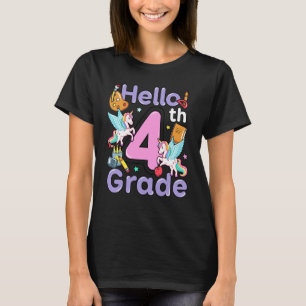 T-shirt Bonjour 4e année Licorne Mignonne Arc-en-ciel Reto