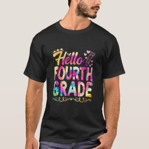 T-shirt Bonjour 4e année teinture teinture Premier jour mi