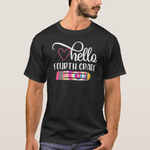 T-shirt Bonjour 4E Année Tie Dye Retour À L'École Enseigna