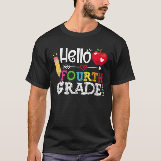 T-shirt Bonjour 4E Enseignant De 4E Année Premier Jour De (Devant)