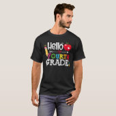 T-shirt Bonjour 4E Enseignant De 4E Année Premier Jour De (Devant entier)