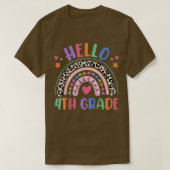 T-shirt Bonjour 4e grade Leopard Boho Rainbow 1er Jour de (Design devant)